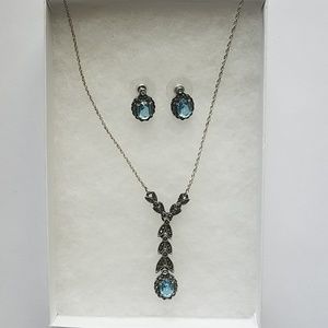 Blue Topaz Necklace and Earring Set